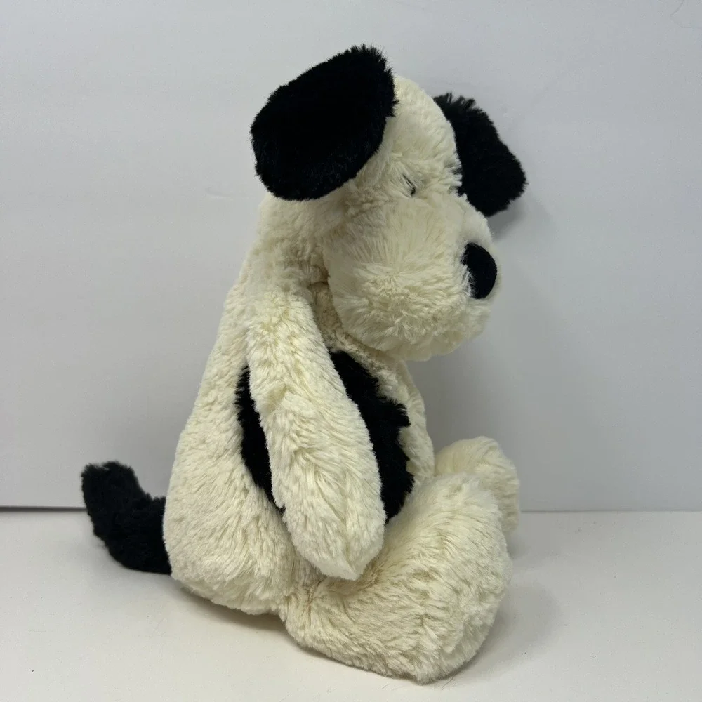 Jellycat Bashful Dog Puppy Plush Black white Stuffed Animal 9